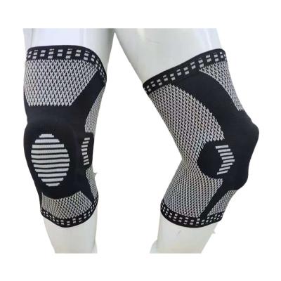 China Adjustable Elasticity Breathable Knee Brace with Silicone Pad and Metal Side Bars Elastic Compression Sleeve for Weightlifting Powerlifting Running SPANDEX NYLON for sale