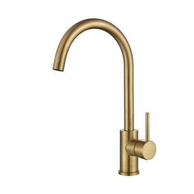 Κίνα Modern Design UPC Gold Brass High End Single Hole Gooseneck Italian Brushed Kitchen Faucet προς πώληση