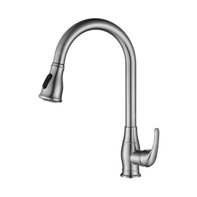 China Modern Industrial Sink Mixer Solid 304 Stainless Steel Pipe Kitchen Faucet With Pull Down Sprayer Te koop