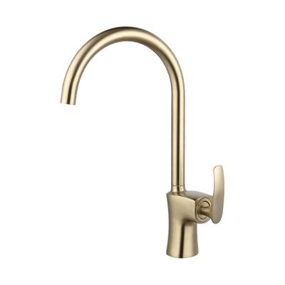 Cina Modern European Luxury Swivel Spout Hot And Cold Single Lever Sink Taps Mixer Gold Kitchen Solid Brass Brushed Faucet in vendita