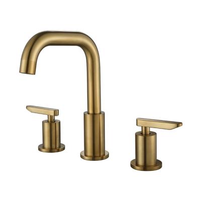 中国 Modern Double Handles Brushed Gold Color Modern Luxury Bathroom Faucet 販売のため