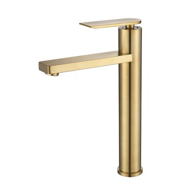 中国 Modern Single Lever Golden Tall Basin Faucet For Bathroom 販売のため