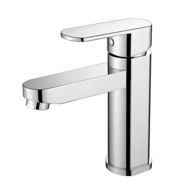 中国 Chrome Plating Modern Single Handle Hot And Cold Brass Faucet From Modern Water Bathroom Basin Manufacturer SWATER01 販売のため