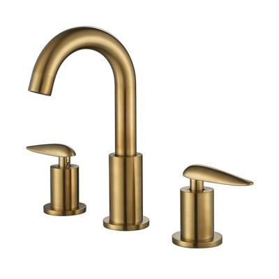 中国 Modern 2 Handle Deck Mount Brushed Gold Bathroom Faucet 販売のため