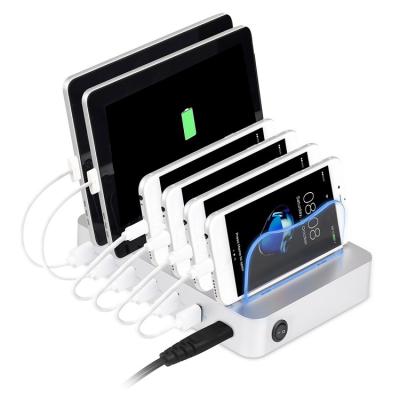 China Amazon Hot Selling 50W 6-Port USB Charging Station Charger Multi Desktop Safe Docking Station for sale