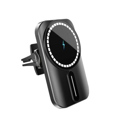 China 2021 New Arrival Magnetic Car Mount 15w Magnet Car Fast Charging Magnetic Wireless Charger Holder For Iphone 12 for sale