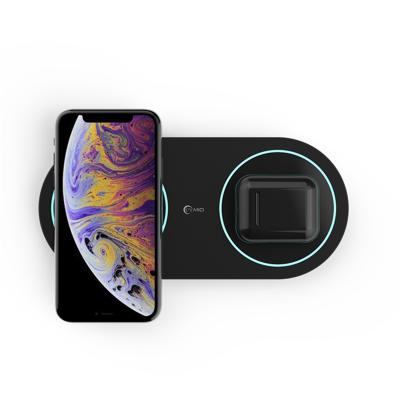 China Mobile Phone Upgraded Dual 15W 2 in 1 Fast Wireless Charger Wireless Charging Pad for iPhone for Samsung for sale