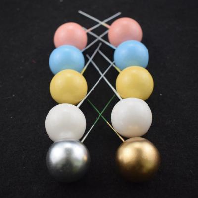 China 20pcs Central Statistical Happy Birthday Cake Decoration Gold Silver Stocked Balls Cake Pick Insert DIY Cake Topper Mixed Size for sale