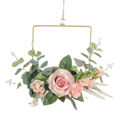 China Factory direct sales home style natural simple simulation flower wall mounted metal touch garland for sale