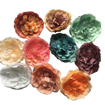 China Wedding Decoration Flower Heads Bulk Wholesale For Crafts Silk Peony Artificial Rose Flower Heads European Wedding DIY Decoration for sale