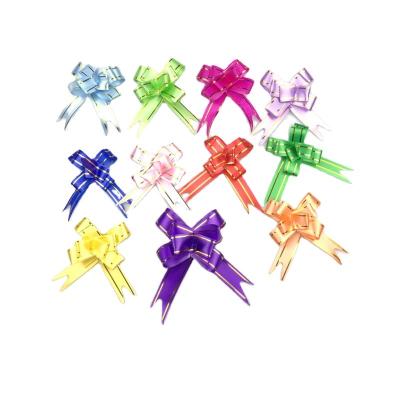 China Easy Assemble Factory 200pcs Plastic Gift Wrap Ribbon Bow Gift Pom Pom Pull Bows For Christmas Decoration Gift Wrapping for sale