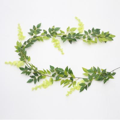 China Minimalist White Vine Garland Hanging Artificial Wisteria Flowers Silk Vine Wisteria Flower For Wedding for sale