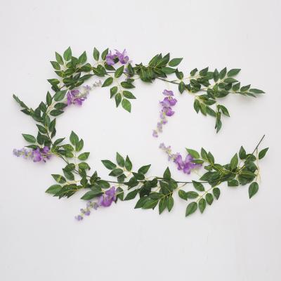 China High quality minimalist hot sale rattan decoration plant with pot artificial flowers wisteria vine for sale