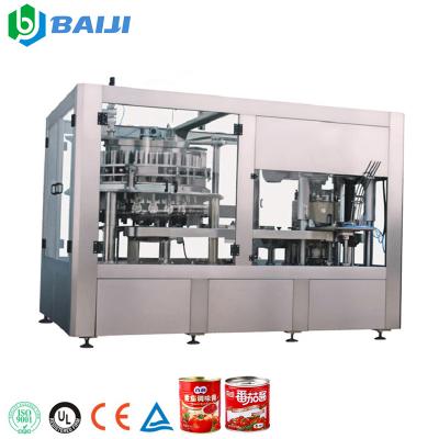 China Complete Full Automatic Beverage Tin Can Tomato Sauce Paste Mayonnaise Filling Seaming Machine Line for sale