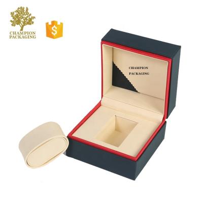 China OEM Handmade Black PU Leather Watch Packaging Boxes , PU Watch Box for sale