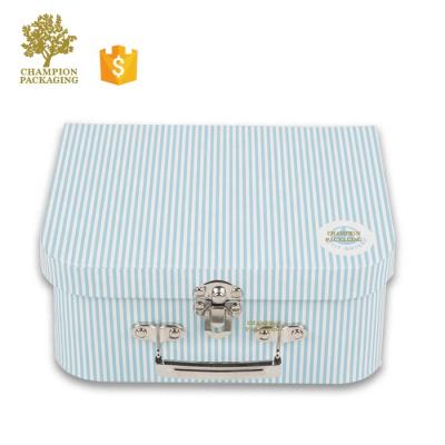 China Recycled Materials Vintage Suitcase Kids Gift Cardboard Suitcase Box Set With Handle for sale