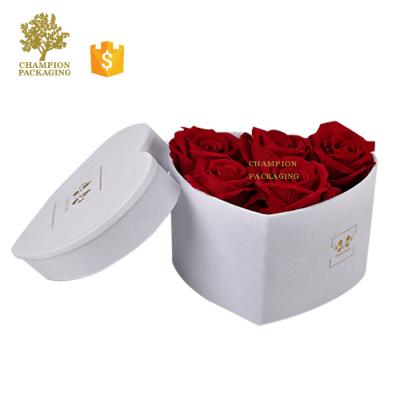 China Recyclable White Gold Foil Florist Flower Heart Shaped Logo Empty Soft Gift Boxes for sale