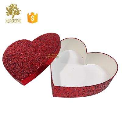 China Recycled Materials Wholesale Handmade Custom Design Sequin Heart Shape Cardboard Gift Box for sale