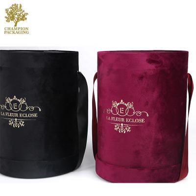 China High Quality Recyclable Wholesale Custom Round Luxury Velvet Flower Box for sale