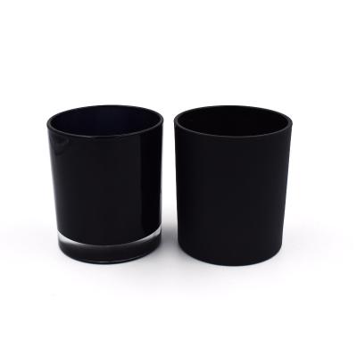 China Wholesale Home Matte Candle Container Colored Frosted Black Empty Wood Lid Wedding Decoration Glass Jars for sale