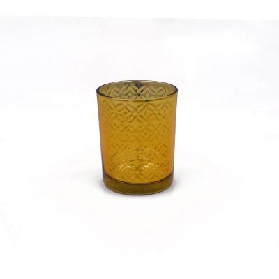 China Wholesale colorful home decoration candle container frosted empty glass candle jar for candle making for sale