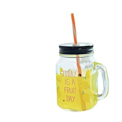 China Freshness Storage Seasoning Empty Wide Top Juice 16oz Glass Mason Jar With Handle for sale