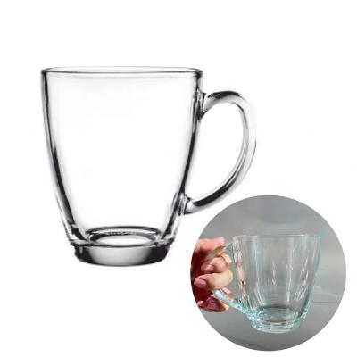 China Customized Eco Friendly Reusable Clear Thick Bottom Water Coffee Mug Juice Soda Cup With Handle for sale