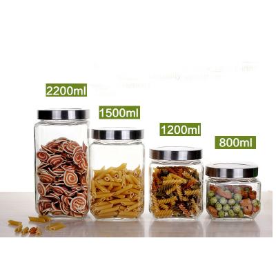 China Square Freshness Preservation Food Grade Acacia Seal Lid Glass Jar Food Storage Jar With Airtight Lid for sale