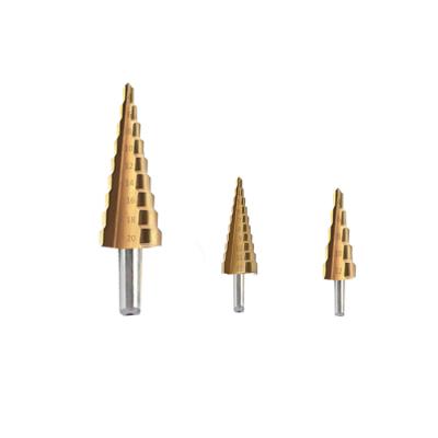 China Hot Selling 3pcs 3-12mm Titanium Steel Metal Drill Bits 4 -12mm 4 -20mm HSS Machine- HSS Step Drill Bits For Wood DIY Metal Drilling for sale