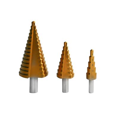 China Hot Selling Size 3pcs Spline Step Drill Bits Custom Straight Titanic HSS Steel Metal Drilling Machine- HSS Metal Wood Drilling for sale