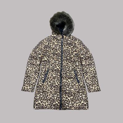 China 2021 Wholesale OEM Women Bubble Bomber QUICK DRY Leopard Polyester Padded Winter Long Jacket for sale