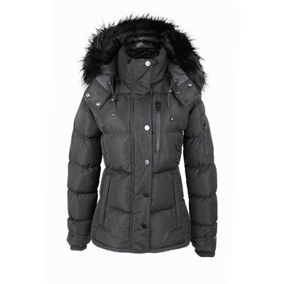 China Costom Best Quality Women Waterproof Fur Hooded Stripper Quilted Ladies Padded Winter Jacket Warm Women for sale