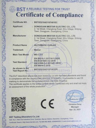 CE - Dongguan Mestar Electric Co., Ltd.