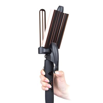 China Hot sale high end hot sale 3 barrel amazon professional salon double voltage hair waver hair curler heat tiktok hair curlers for sale