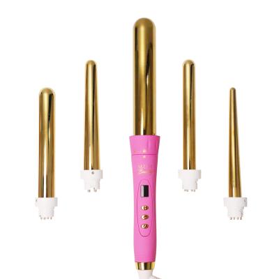 China 5 in 1 Multifunctional Curling Wands Hair Curler Set with 5 Interchangeable Ceramic Barrels 2 Temperature Adjustable 5 in 1 Ceramic Curling Iron Wand Set for sale