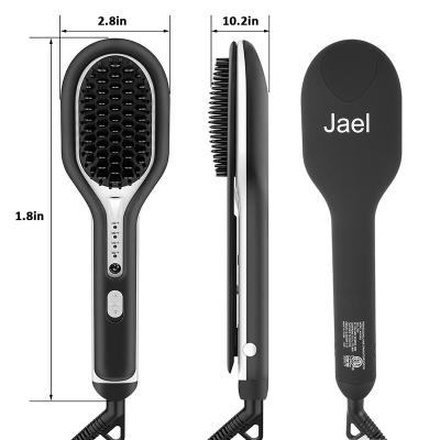 China Amazon Hot Selling Hair Straightener Paddle Brush Ceramic Heating Hair Straightening Brush Temperature Display Anti-scald Efficient Comb for sale