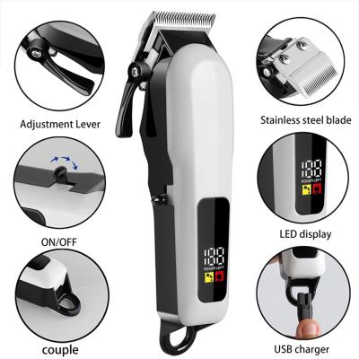 China Professional High Quality Power Display Hotel LCD Barber Hair Clipper Electric Cordless Hair Trimmer for sale