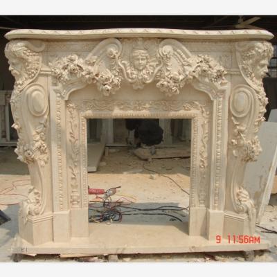 China China Durable And Artistic Luxury Decoration Fireplaces Beige Marble Surround for sale