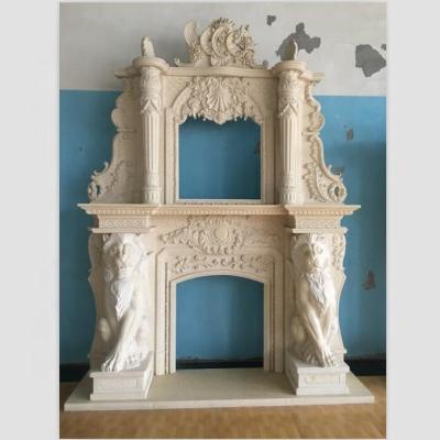 China Durable And Artistic Style Luxury Double English Chinese Marble Fireplace Mantel for sale