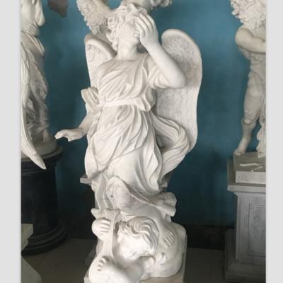 China Beautiful Durable And Artistic White Marble Angels Girl Statue for sale