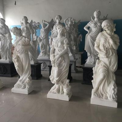 China Large Durable And Artistic Life Size Female Marble Lady Garden Statues From Four Seasons for sale