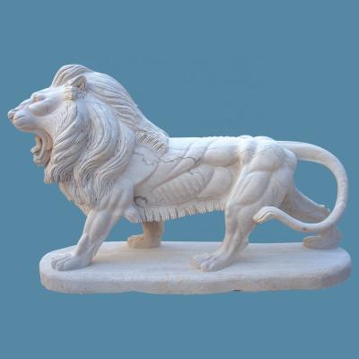 China Outdoor Life Size Decorative White Marble Stone Lion Animal Sculpture Statues For Durable And Artistic Garden Carvings Large Granite for sale