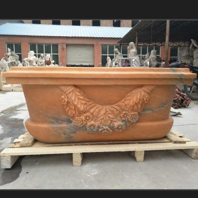 China Durable And Artistic Nice Luxury Freestanding Solid Marble Stone Bathroom Tub Price for sale