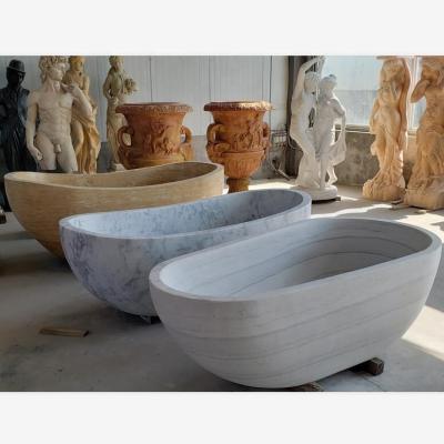 China Durable and Artistic Cheap Large Free Standing Adults Natural Stone Bathtub for Sale for sale