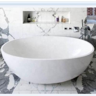 China Durable and Artistic Solid Oval White Marble Stone Bathtub for Sale for sale