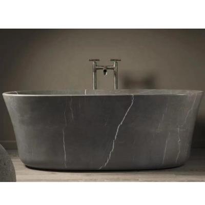 China Durable and artistic hand carved black natural stone basin bathtub for sale for sale