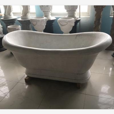 China Durable And Artistic Outdoor Luxury Natural White Engineered Stone Tub Bathtubs for sale