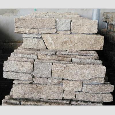 China Interior and Exterior Wall Cladding Quartz Mesh Backing Wall Cladding Veneer Natural Yellow Cultured Stone Tiles for sale