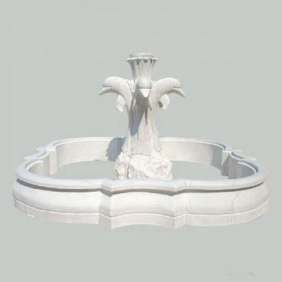 China Durable And Artistic Outdoor Garden Decoration Dolphin Marble Statue Water Fountains Sale for sale