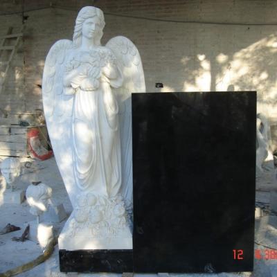 China Durable And Artistic Full Life Size Weeping Angel Garden Granite Statues For Cemeteries for sale